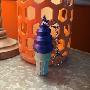 Chapstick Key Ring in a mint green cone and purple top.